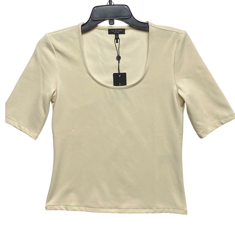 Rag & Bone New York $198 Ribbed Scoop Neck Short Sleeve Top Size S